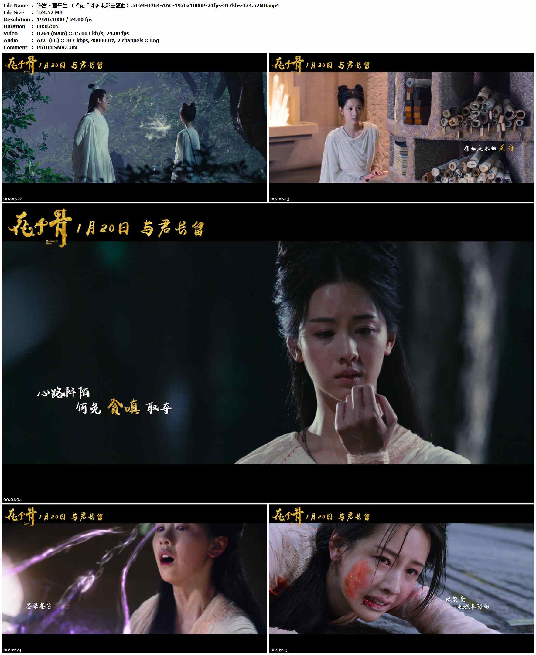 许嵩 - 画平生 （《花千骨》电影主题曲）.2024-H264-AAC-1920x1080P-24fps-317kbs-374.52MB官方MV_高清MV